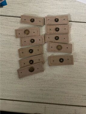 Nude Leather Snap Tabs with Metal Studs